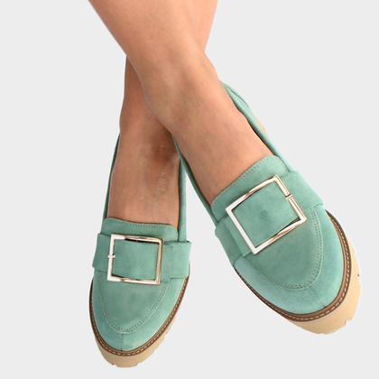 Skórzane półbuty z klamrą - TYMOTEO M2144 ZIELONE