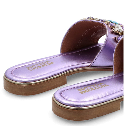 Eleganckie klapki ze skóry - BOTTEGA SMERALDA 215WLD FIOLETOWE