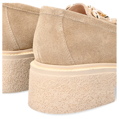 Skórzane mokasyny z klamrą - TYMOTEO L1053 BEŻOWE