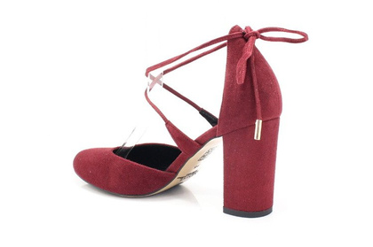 Wiązane na kostce, taneczne - KOTYL 5899 BORDOWE