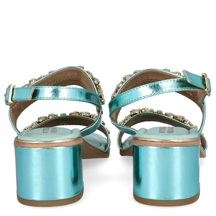 Eleganckie sandały ze skóry - BOTTEGA SMERALDA 3LN24C NIEBIESKIE