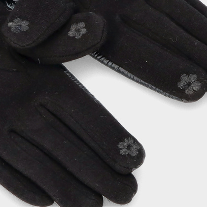 Rękawiczki damskie z futrzanym pomponem - TYMOTEO LOVE R01 CZARNE