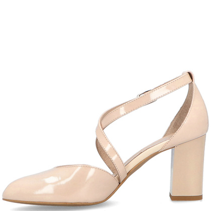 Taneczne czółenka ze skóry - KOTYL 7075 PERŁOWO BEŻOWE