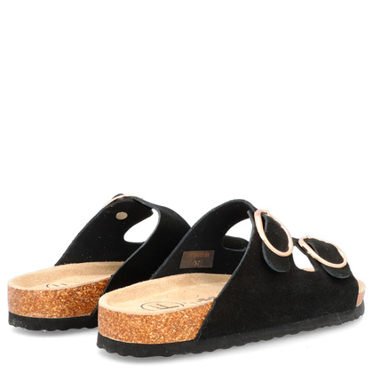 Skórzane klapki na korku - FILIPPO DK7061/25 CZARNE