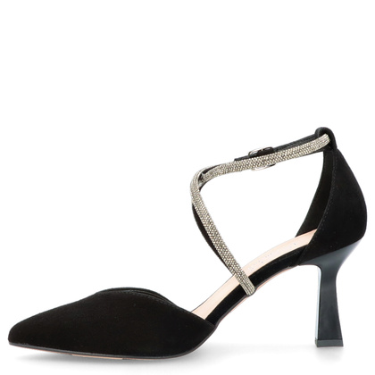 Szpilki z błyszczącymi paseczkami - KOTYL 3713 CZARNE