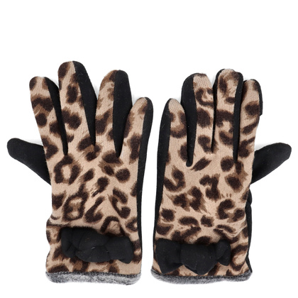 Rękawiczki damskie panterka - TYMOTEO LOVE R06 CZARNE