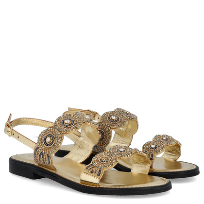 Eleganckie zdobne sandały - LEJADE 3755 ZŁOTE