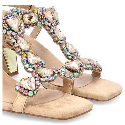 Hiszpańskie sandały na słupku - ALMA EN PENA V240711 BEŻOWE