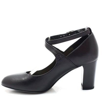 Pełne czółenka z paskami - KOTYL 7091 CZARNE