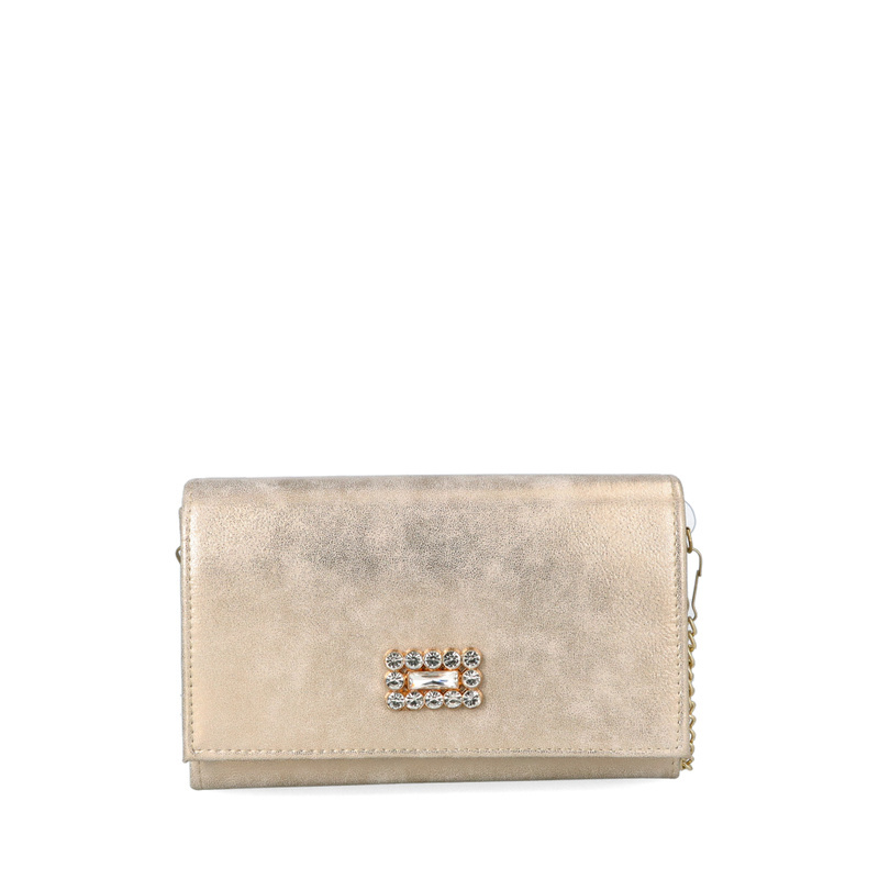 Wizytowa torebka z ozdobą - TYMOTEO 120 PRZECIERANY ZŁOTY