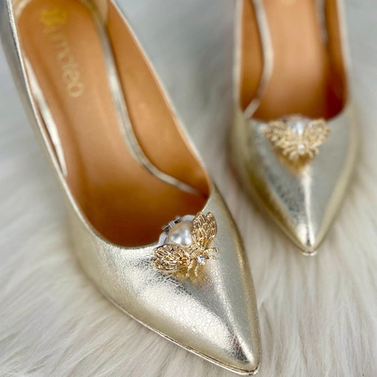 Klipsy do butów pszczółki z perłami - TYMOTEO LOVE T47 ZŁOTE