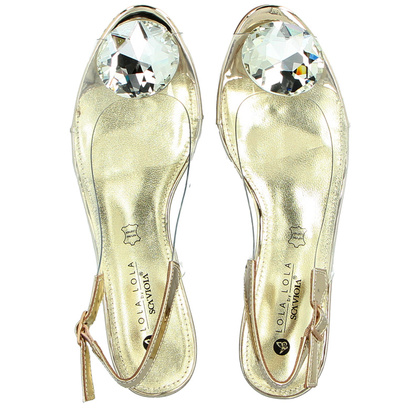 Sandały silikonowe na niskim obcasie - SCAVIOLA S-223 ZŁOTE