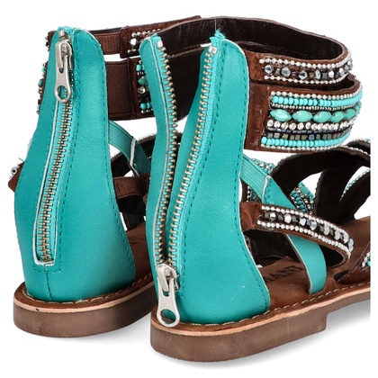 Sandały damskie gladiatorki - LAZAMANI LA75393 TURKUSOWE