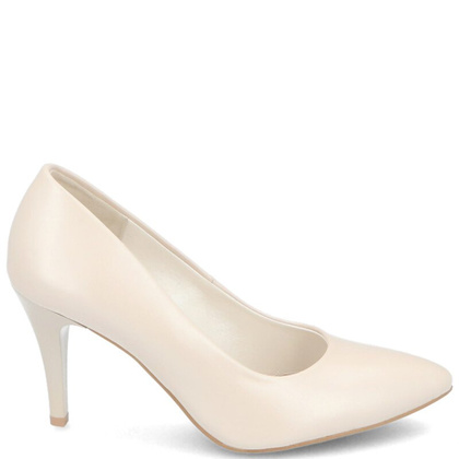 Szpilki ślubne, skóra - TYMOTEO BAISE PERŁOWO BEŻOWE