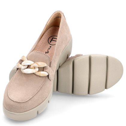 Skórzane mokasyny damskie - FILIPPO FILIPPO DP4128/24 BEŻOWY