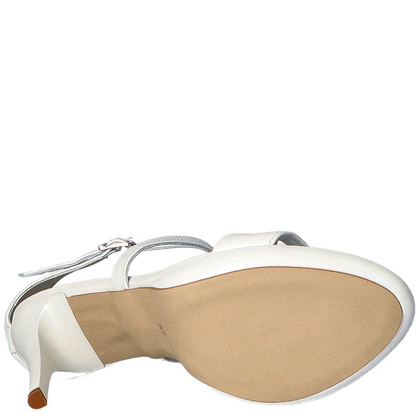 Sandały na szpilce - TYMOTEO PALME PERŁOWO BIAŁE