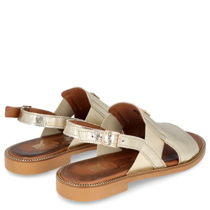 Płaskie sandały ze skóry - LEMAR 40385 ZŁOTE