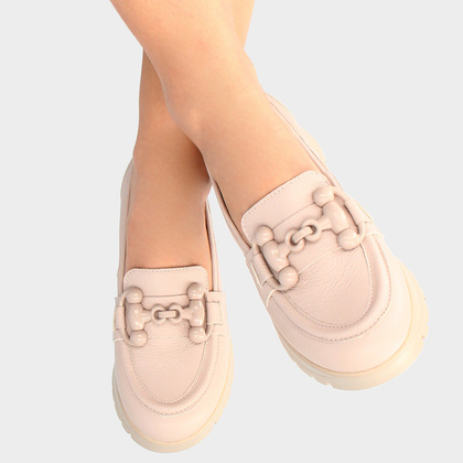 Półbuty z designerską ozdobą - TYMOTEO G1035 BEŻ