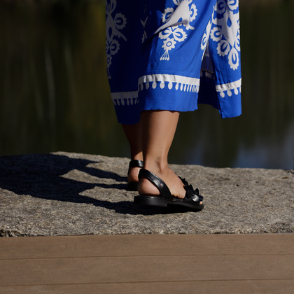 Damskie sandały ze skóry - LEMAR 40425 CZARNE