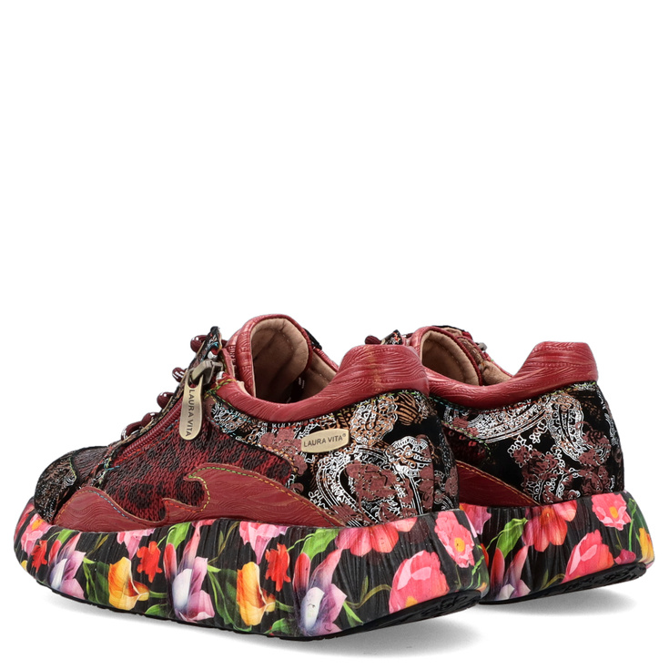 Zdobne sneakersy damskie - LAURA VITA NIKITO 09 BORDOWE