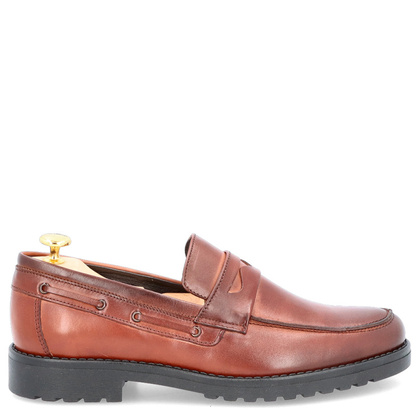 Skórzane mokasyny męskie - TAPI I-7132 BRĄZOWE