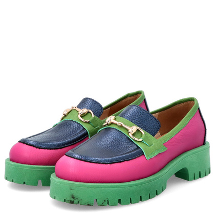 Kolorowe mokasyny ze skóry - TYMOTEO A1003 KOLOROWE