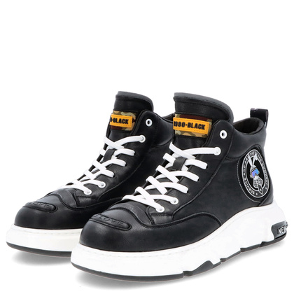 Skórzane sneakersy męskie - JOHN DOUBARE 23Q9217 CZARNE