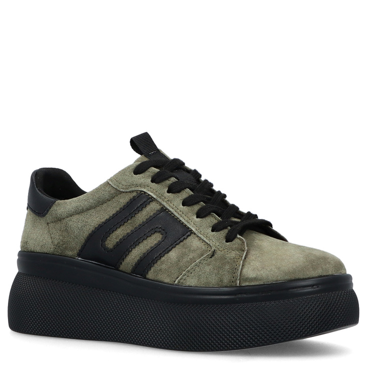 Skórzane sneakersy damskie - FILIPPO DP7175/25 KHAKI