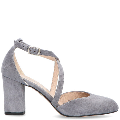 Taneczne czółenka ze skóry - KOTYL 7075 SZARE