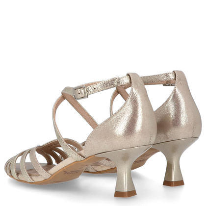 Skórzane sandałki do tańca na niskim obcasie - KOTYL 3823 ZŁOTE