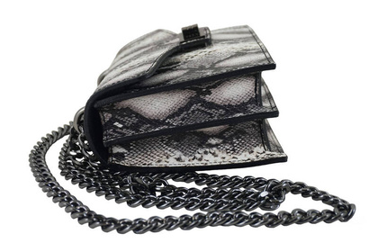 Skórzana torebka z motywem węża - BARBERINIS 970-1 CZARNA