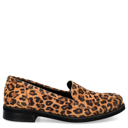 Skórzane mokasyny damskie - TYMOTEO 2162 PANTERKA