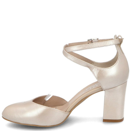 Czółenka z zapięciem - KOTYL 7101 PERŁOWE