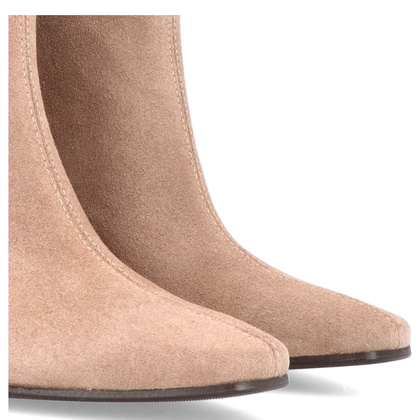 Skórzane botki na obcasie - TYMOTEO G1076 BEŻOWE