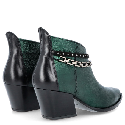 Krótkie kowbojki ze skóry - TYMOTEO G1069 BUTELKOWA ZIELEŃ