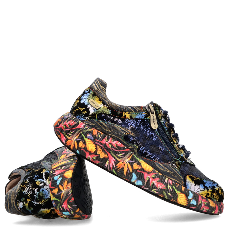 Zdobne sneakersy damskie - LAURA VITA NIKITO 09 GRANATOWE