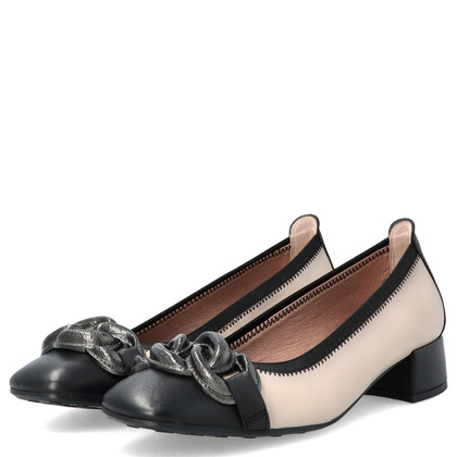 Hiszpańskie czółenka z klamrą - HISPANITAS CHI254349 BEŻOWO CZARNE