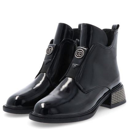 Eleganckie lakierowane botki - FILIPPO DBT6003/24 CZARNE