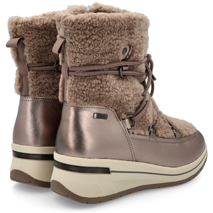 Śniegowce damskie z wiązaniem - CAPRICE 9-26222-43 ZŁOTE METALICZNE