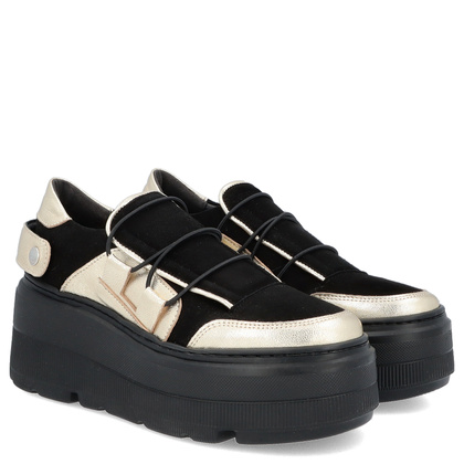 Sneakersy na lekkiej podeszwie - TYMOTEO R1001 CZARNO-ZŁOTE