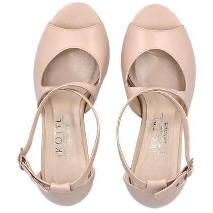 Taneczne sandałki ze skóry - KOTYL 4325 BEŻOWE