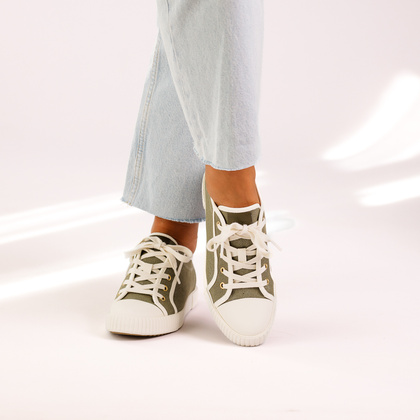 Sznurowane trampki damskie - GEOX D.BLOMIEE B-SHI. TEX D556HB ZIELONE