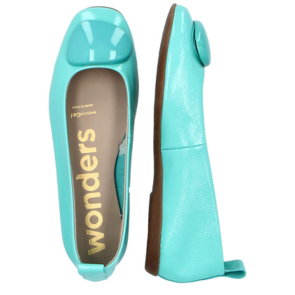 Hiszpańskie baleriny ze skóry lakierowanej - WONDERS A-86120 MORSKIE