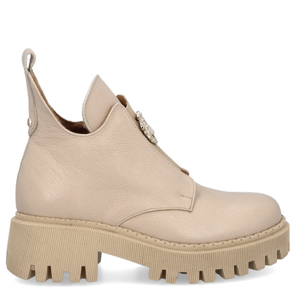 Botki na grubszym spodzie - LEMAR 60451 BEŻOWE