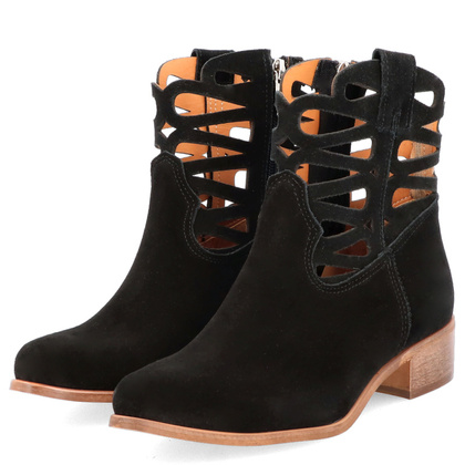 Krótkie botki z wycięciami - TYMOTEO L1045 CZARNE