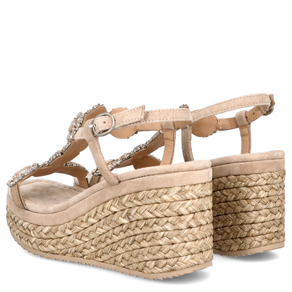 Hiszpańskie sandały na koturnie - ALMA EN PENA V251350 BEŻOWE
