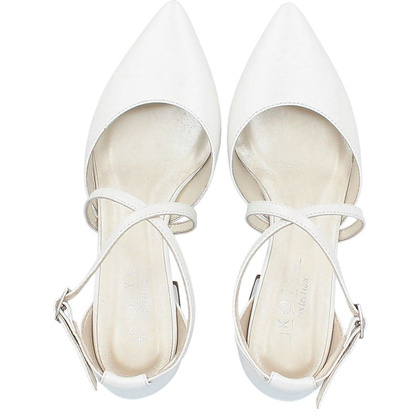 Czółenka ślubne na 4 cm obcasie - KOTYL 9917 ECRU PERŁOWE