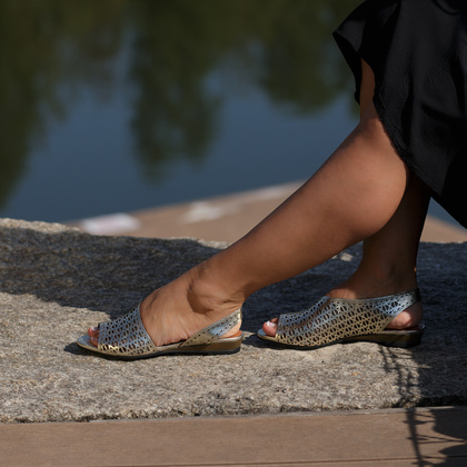 Ażurowe sandałki ze skóry - BOCCATO 167.513 ZŁOTE