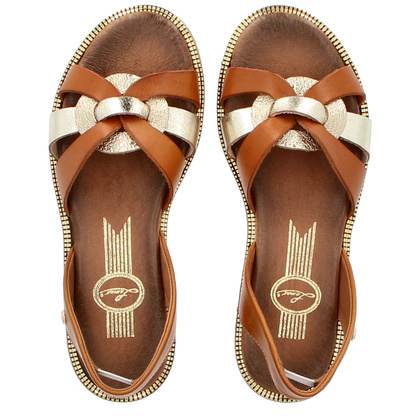 Wygodne sandały skórzane - LEMAR 40382 BRĄZOWE