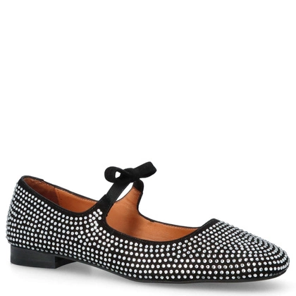 Skórzane baleriny z cyrkonaimi - BOMBONELLA P033 044 SREBRNE